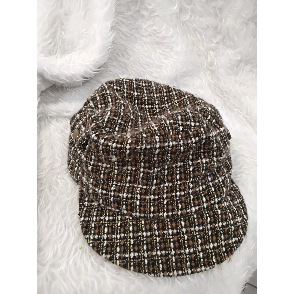 John Callanan Legacy Wool Blend Tweed Newsboy Cap Brown Plaid Cadet Hat One Size